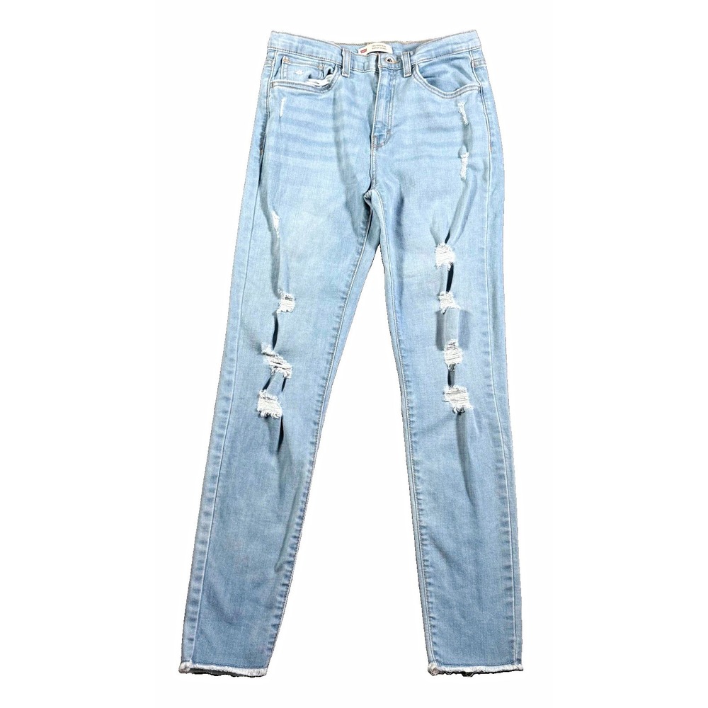 Levis 720 Girls 16 Reg High Rise Super Skinny Distressed Jeans Light Wash Blue